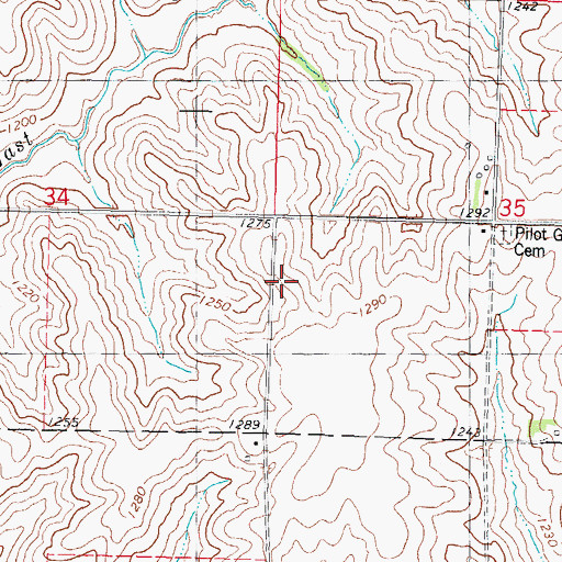 Topographic Map of Biddick Post Office (historical), IA