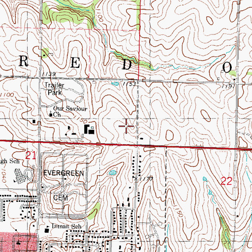 Topographic Map of Red Oak Internal Medicine Clinic, IA