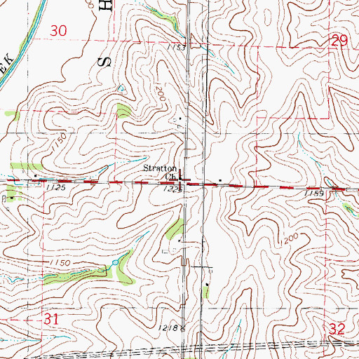 Topographic Map of Stratton Church, IA
