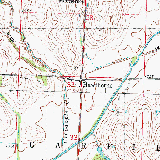 Topographic Map of Hawthorne Church, IA