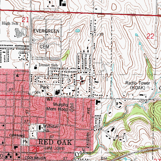 Topographic Map of Saint Marys Catholic Church, IA