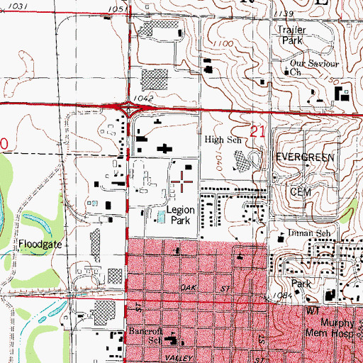 Topographic Map of Pittsburg School (historical), IA