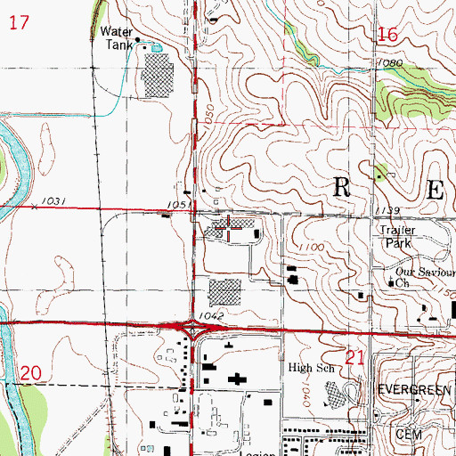 Topographic Map of Montgomery County Historical Center, IA