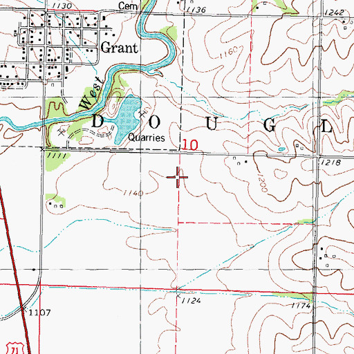 Topographic Map of Douglas Township Cemetery, IA