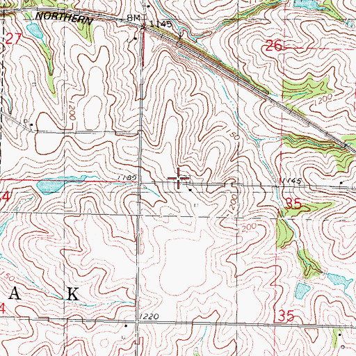 Topographic Map of Shank Cemetery, IA