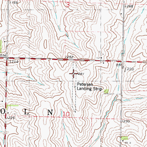 Topographic Map of Petersen Landing Strip (historical), IA