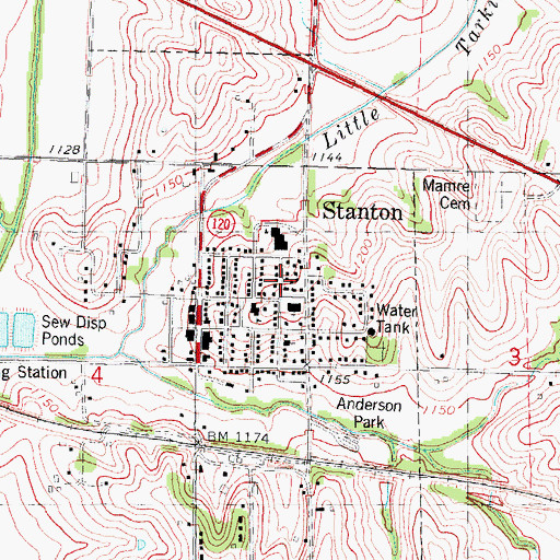 Topographic Map of Stanton Post Office, IA