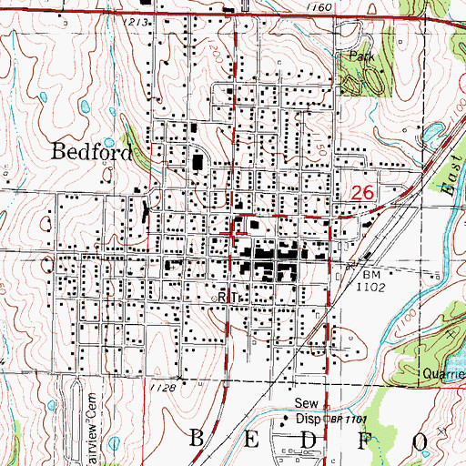 Topographic Map of Bedford City Public Library, IA