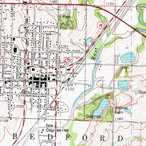 Topographic Map of Bedford (historical), IA