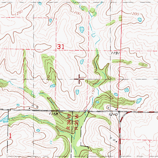 Topographic Map of Simmons Tract Park, IA