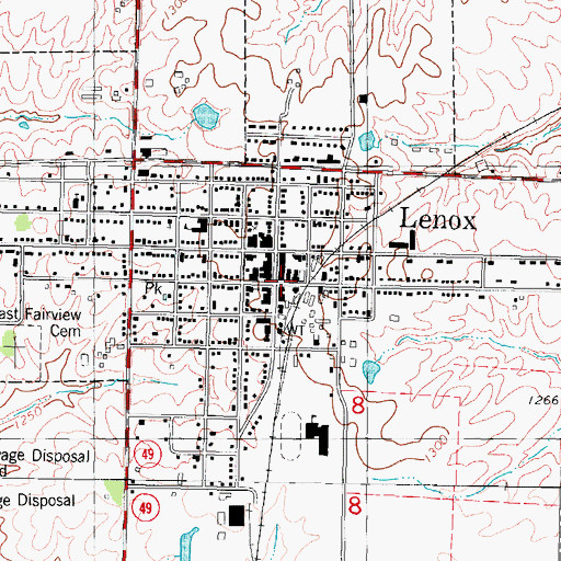 Topographic Map of Lenox City Public Library, IA