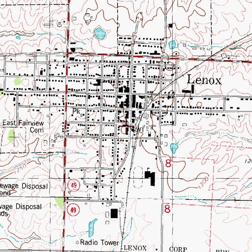 Topographic Map of Lenox City Police Department, IA