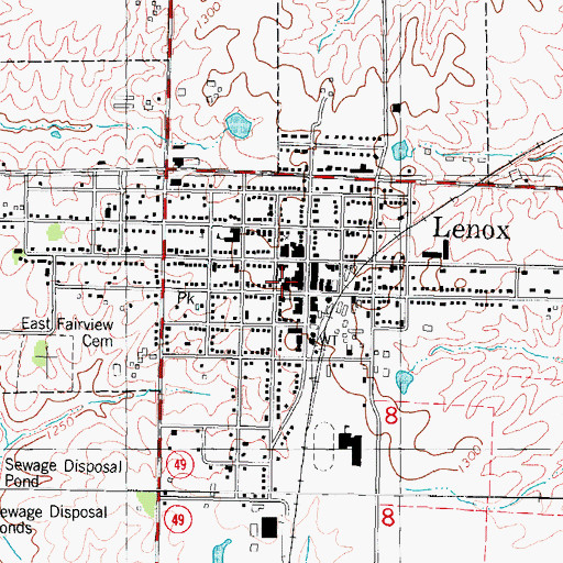 Topographic Map of Lenox Post Office, IA