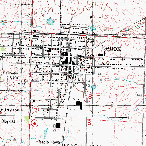 Topographic Map of Lenox (historical), IA