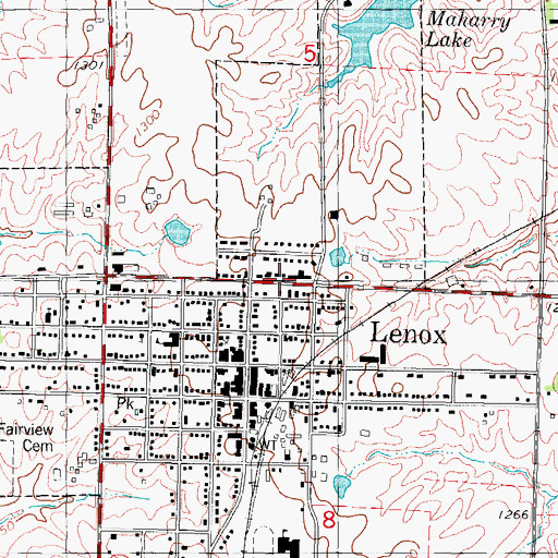 Topographic Map of Lenox Care Center, IA
