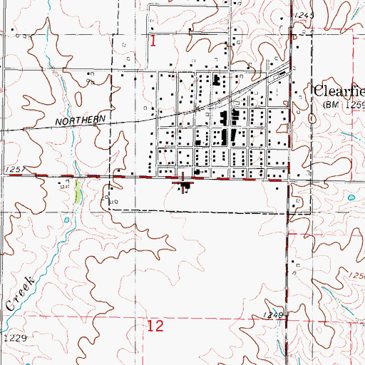 Topographic Map of Clearfield Elementary School, IA
