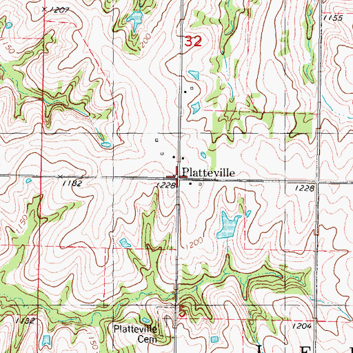 Topographic Map of Platteville Post Office (historical), IA