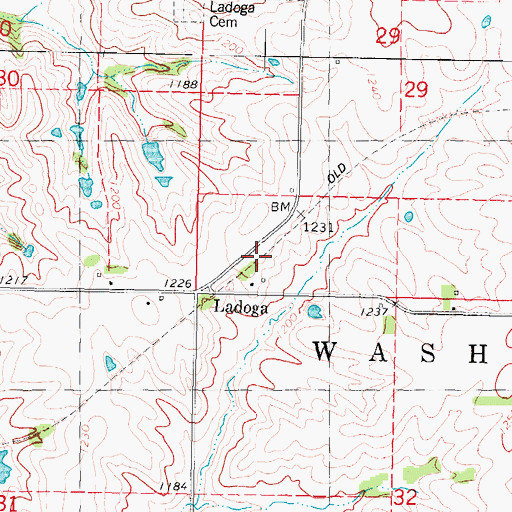 Topographic Map of Ladoga (historical), IA