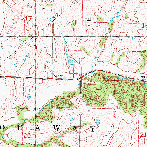 Topographic Map of Henshaw Post Office (historical), IA