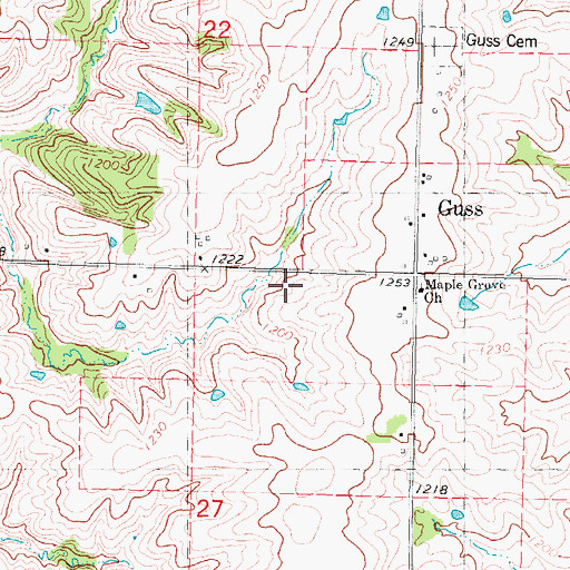 Topographic Map of Guss Post Office (historical), IA