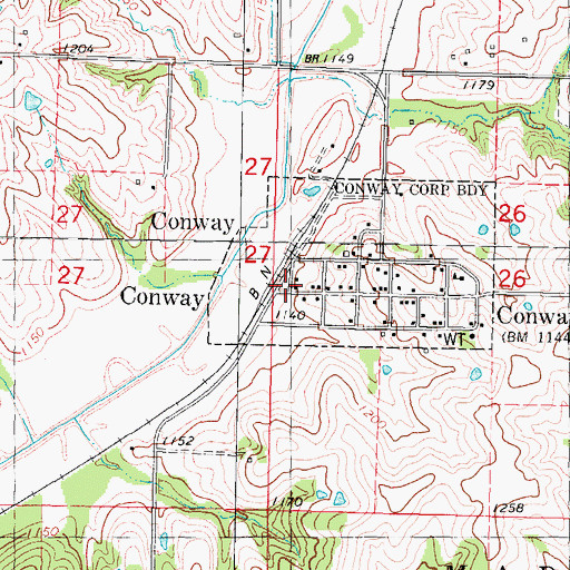 Topographic Map of Conway (historical), IA