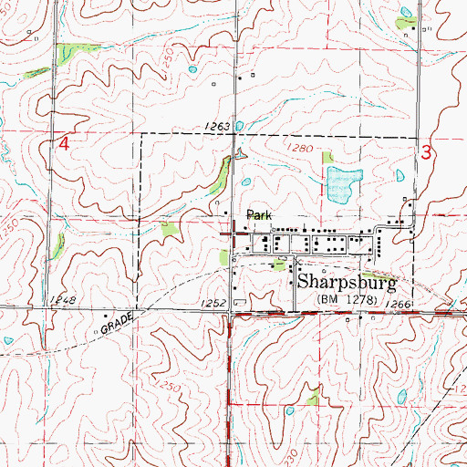 Topographic Map of Sharpsburg Post Office, IA