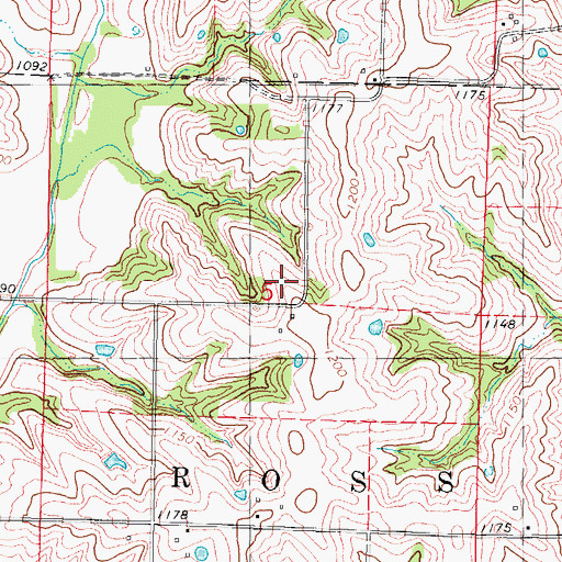 Topographic Map of Ferrell-Ross Cemetery, IA