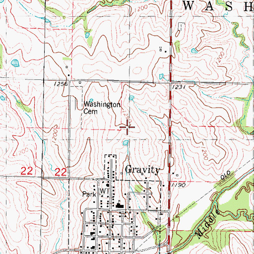 Topographic Map of Gravity Cemetery, IA