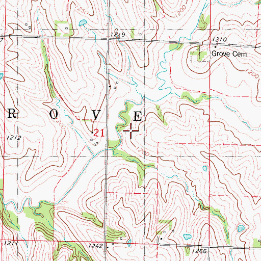 Topographic Map of Blue Grove Cemetery, IA