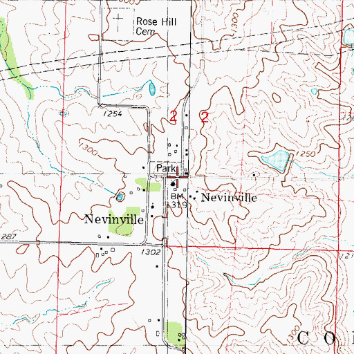 Topographic Map of Nevinville Post Office (historical), IA