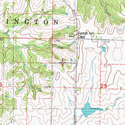 Topographic Map of Mount Washington Post Office (historical), IA
