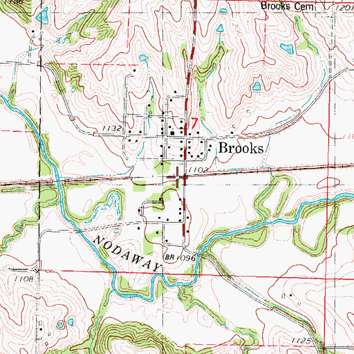 Topographic Map of Brooks, IA