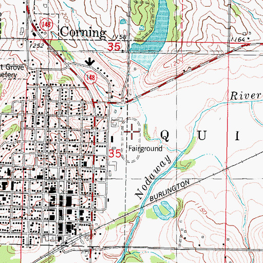 Topographic Map of Adams County Speedway, IA