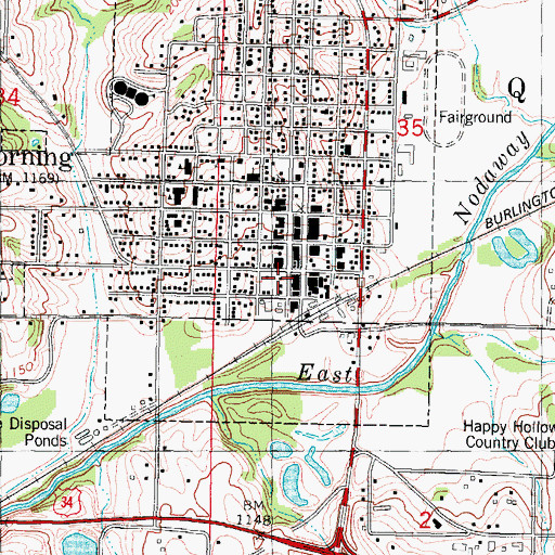 Topographic Map of Corning City Hall, IA