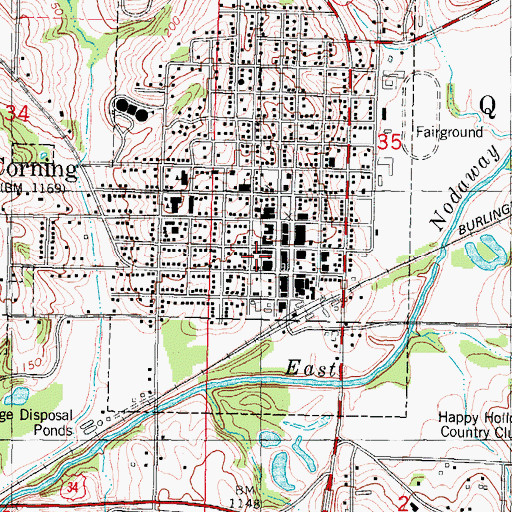 Topographic Map of Corning Family Chiropractic Center, IA
