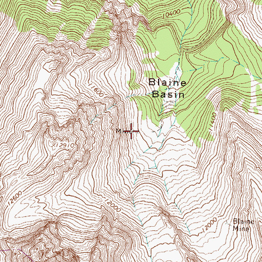 Topographic Map of Blaine Mine, CO