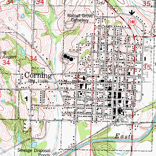 Topographic Map of Corning Junior High School, IA