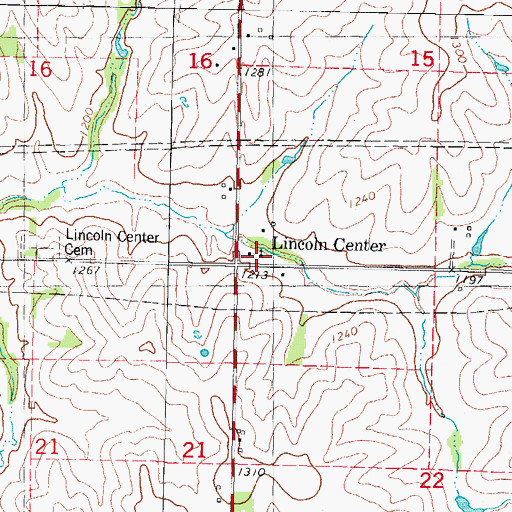 Topographic Map of Lincoln Center United Methodist Church, IA