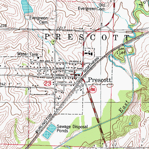 Topographic Map of Prescott Public Library, IA