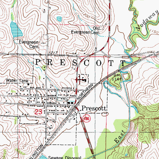 Topographic Map of Prescott Elementary School, IA