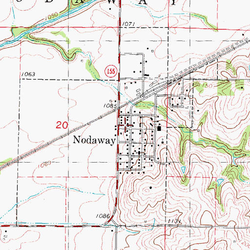 Topographic Map of Nodaway Elevator Incorporated Elevator, IA