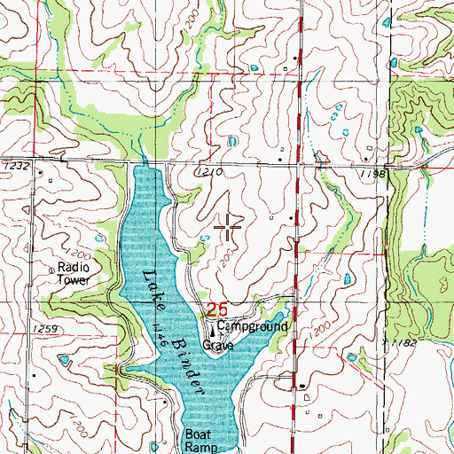Topographic Map of Queen City Cemetery, IA
