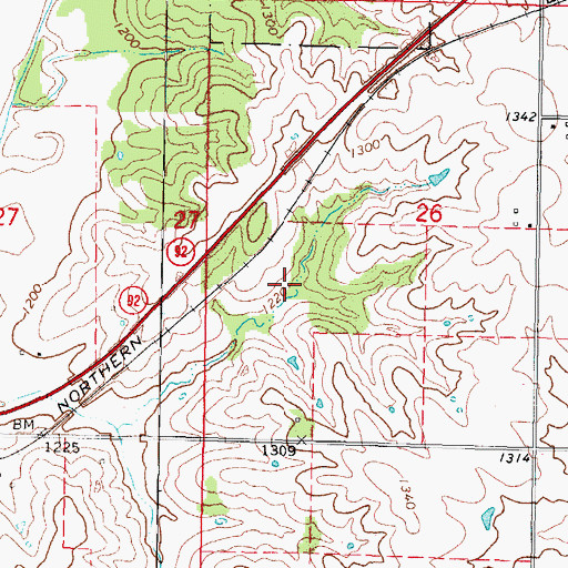 Topographic Map of Highway 92 Wildlife Area, IA