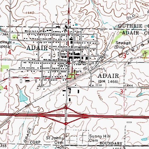 Topographic Map of Adair City Park, IA