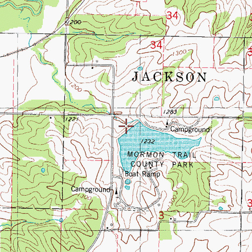 Topographic Map of Mormon Trail Lake, IA
