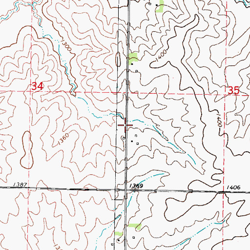 Topographic Map of Linwood Post Office (historical), IA