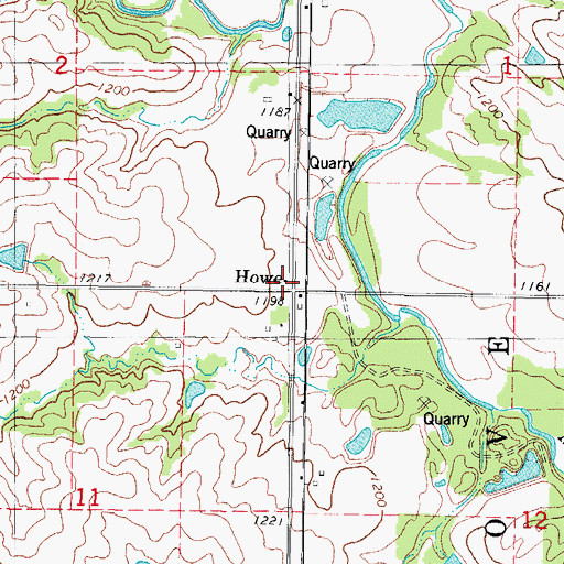 Topographic Map of Howe Post Office (historical), IA