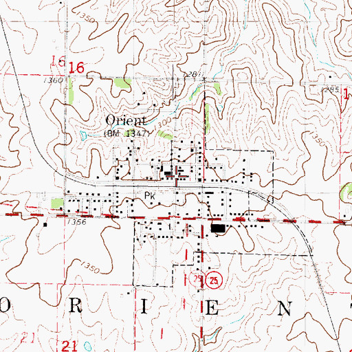 Topographic Map of Orient Volunteer Fire Department, IA