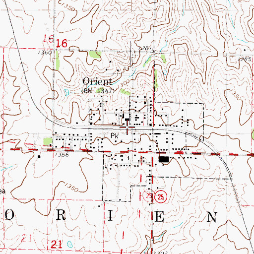 Topographic Map of Orient City Hall, IA