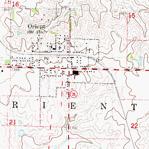 Topographic Map of Orient Elementary School, IA